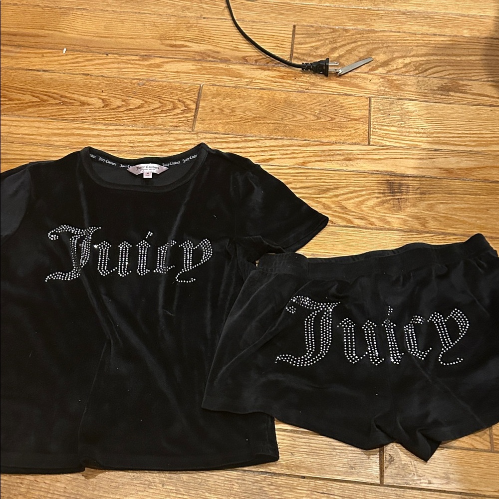 Juicy Couture Black Velour Rhinestone Set